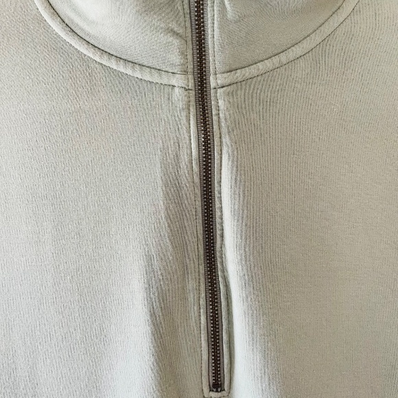 Banana Republic M Sage Baby Terry Zip Sweatshirt Fleece Pocket Sweater Stretch - Picture 6 of 11